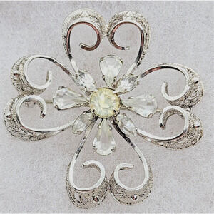 Brooch/Pin-Am Lee-Vintage-Filigree-Sterling-Rhinestones